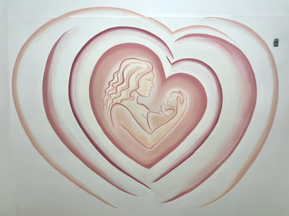 Fresque murale apaisante pour cabinet de sage-femme par Lusea à La Réunion